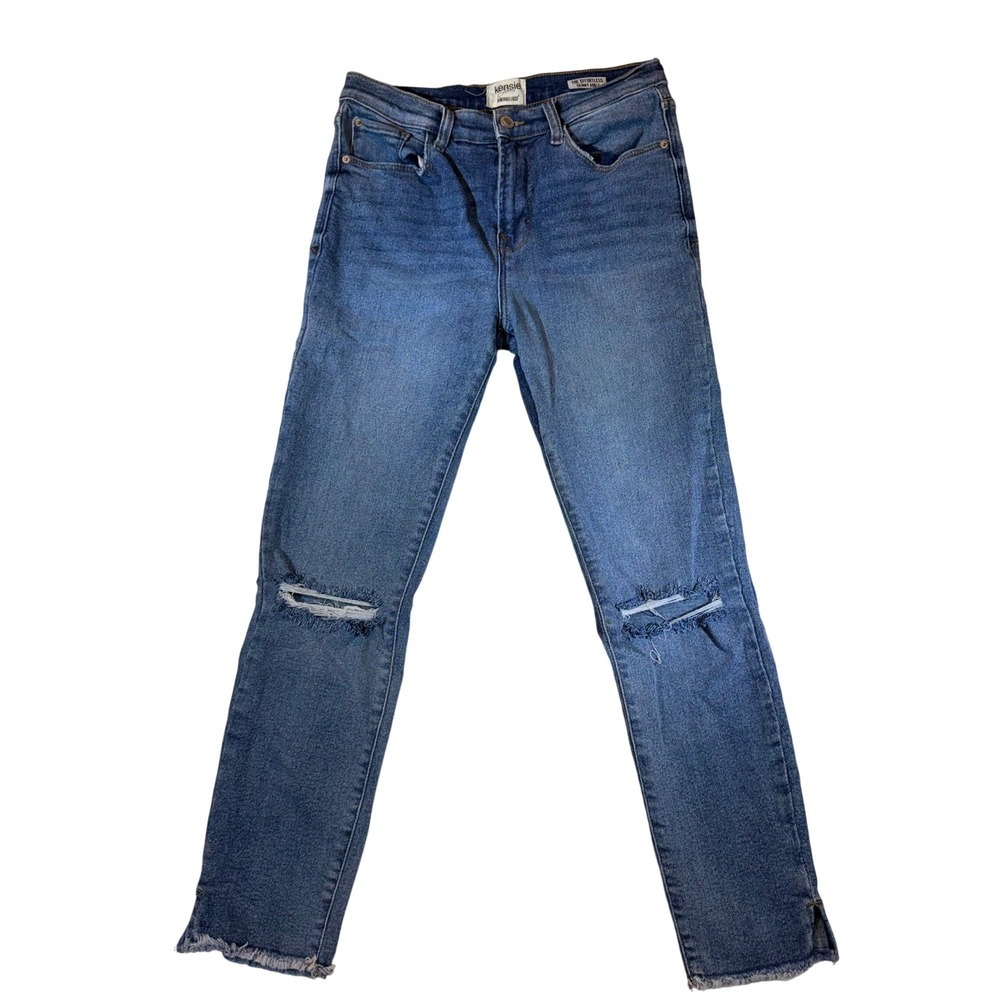 Kensie The Effortless Skinny Ankle Jeans Medium Wash Distressed Size 29